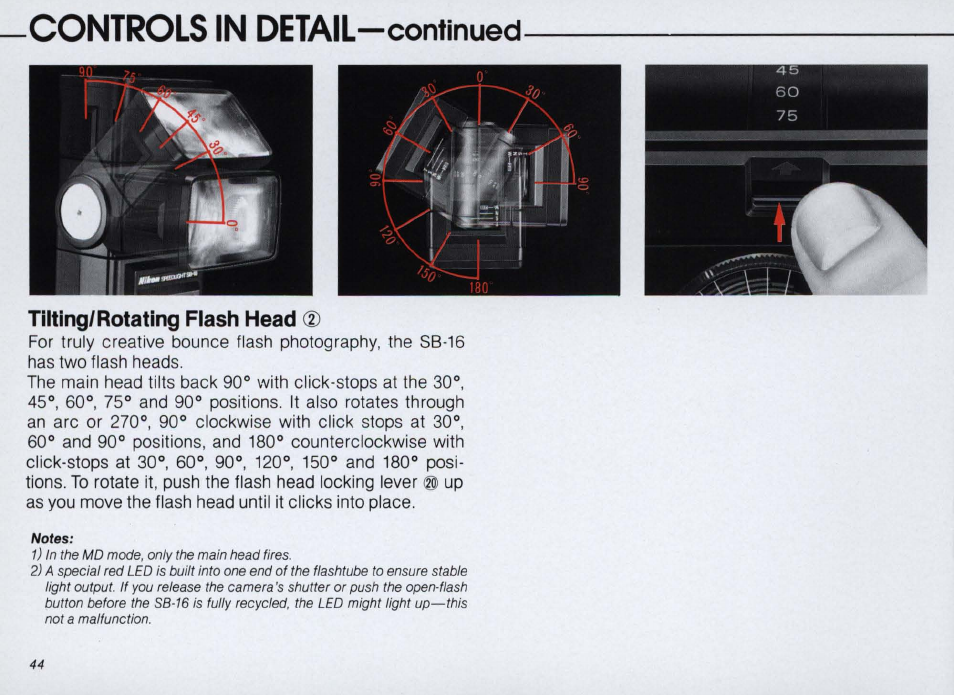 Ttl exposure compensation | Nikon SPEEDLIGHT SB-16 User Manual | Page 44 / 100