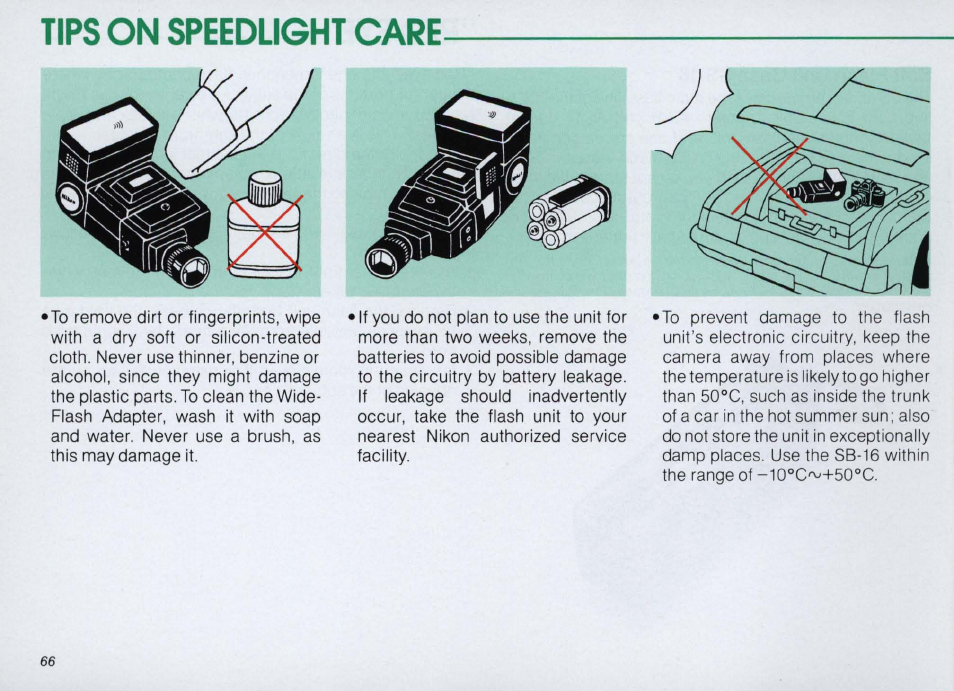 Photographic techniques —continued | Nikon SPEEDLIGHT SB-16 User Manual | Page 66 / 100