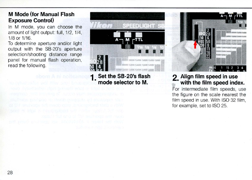 Exposure compensation in ttl mode | Nikon SB 20 User Manual | Page 30 / 88