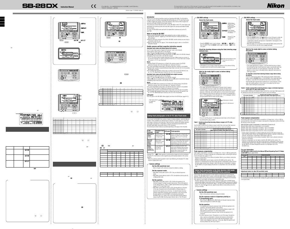 Nikon SB 28DX User Manual | 2 pages