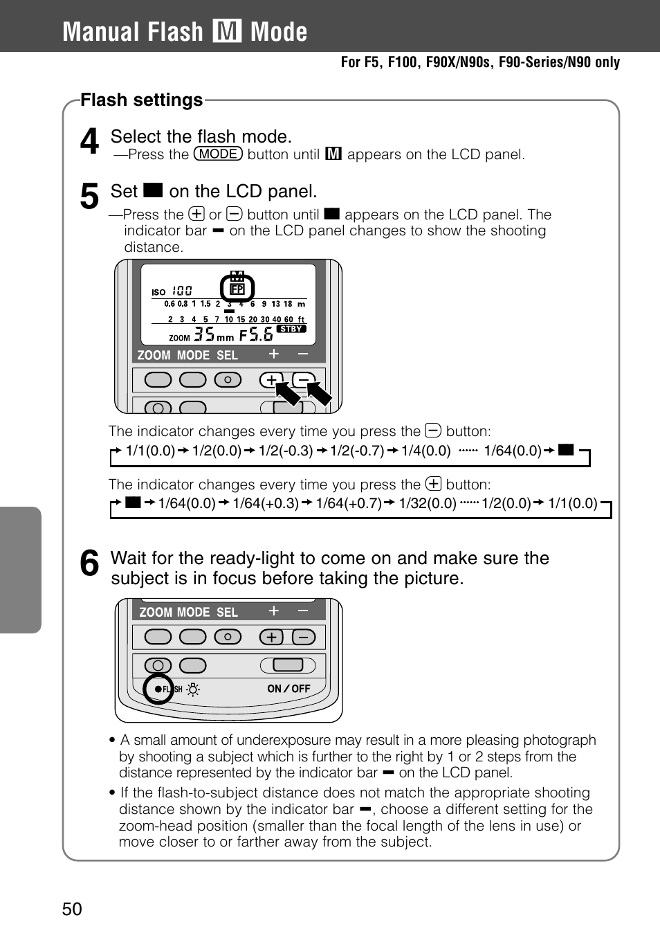 Manual flash ƒ mode | Nikon SB-28 User Manual | Page 50 / 97