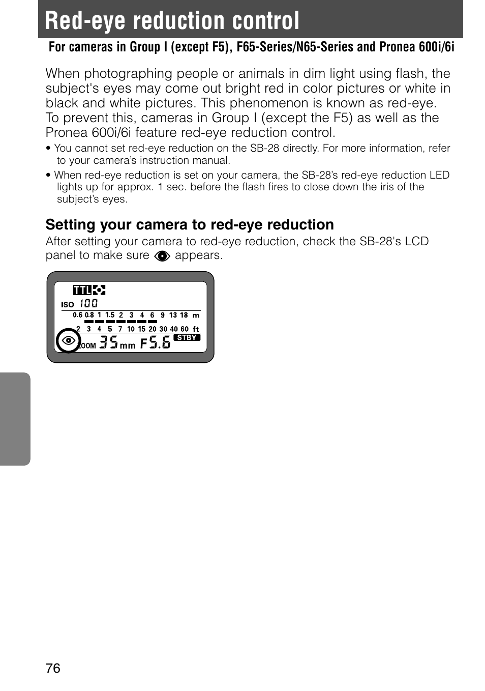Red-eye reduction control | Nikon SB-28 User Manual | Page 76 / 97