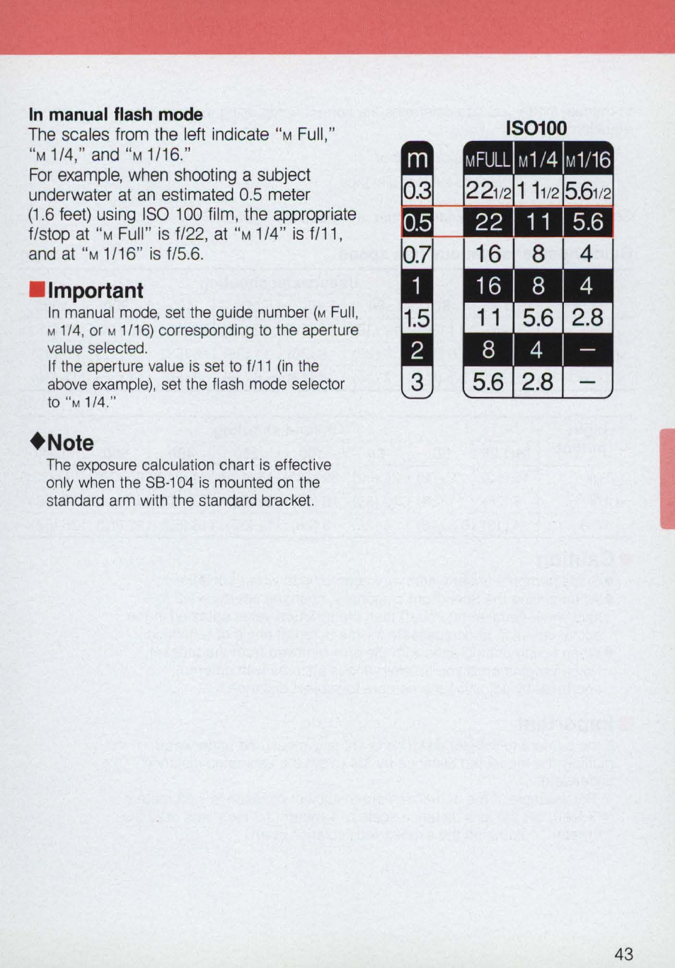 Important, Note, Iso100 | Nikon 58-104 User Manual | Page 43 / 72