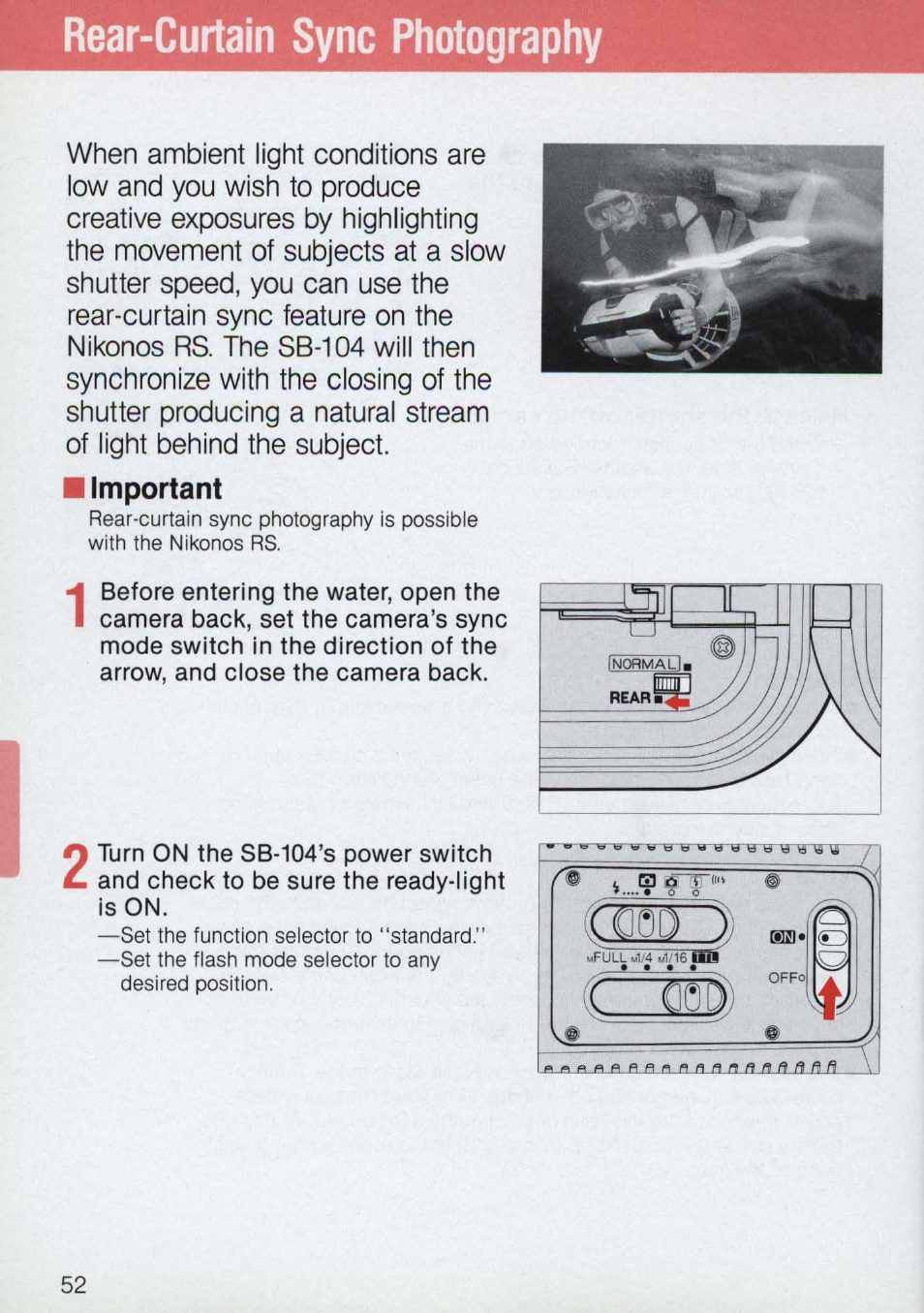 Rear-curtain sync photography, Important | Nikon 58-104 User Manual | Page 52 / 72