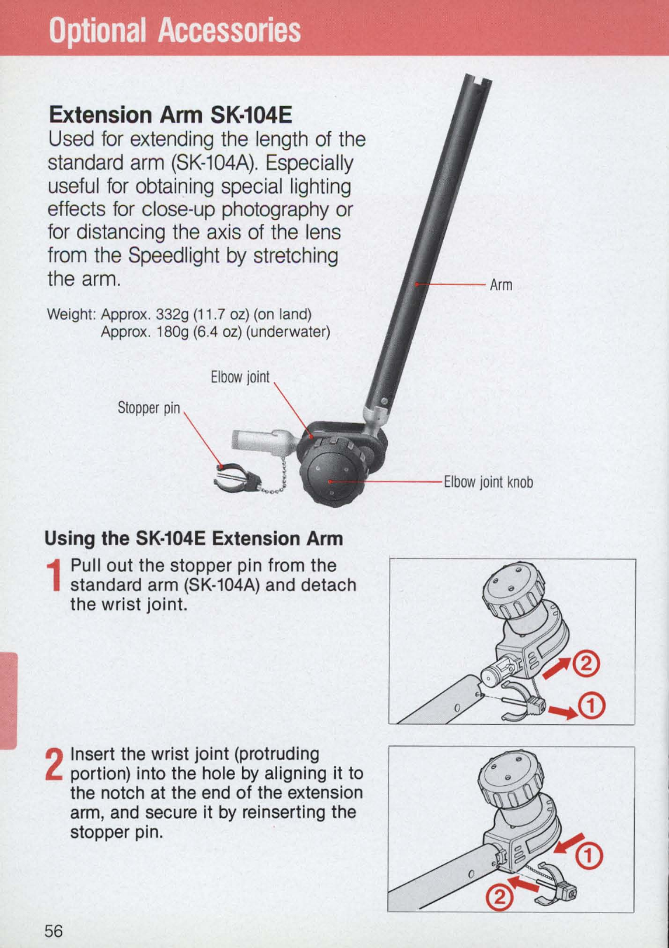 Optional accessories, Extension arm sk-104e | Nikon 58-104 User Manual | Page 56 / 72