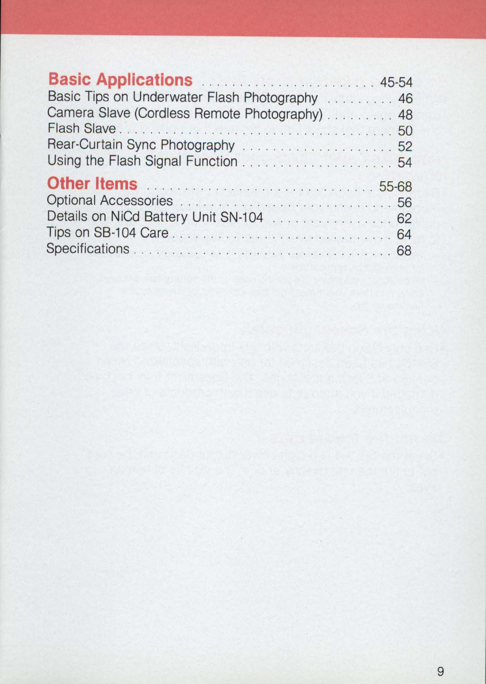 Basic applications, Other items | Nikon 58-104 User Manual | Page 9 / 72