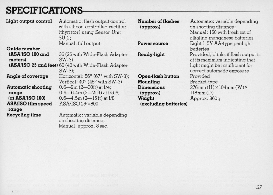 Sync cord sc-11 | Nikon SB 11 User Manual | Page 27 / 38