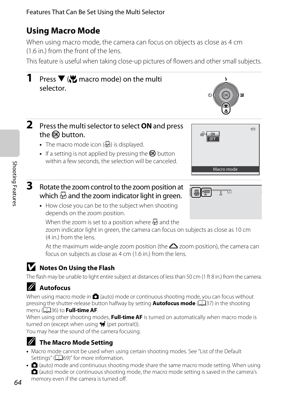 Using macro mode, A64), A64), and | A64) is se | Nikon Coolpix S9300 User Manual | Page 82 / 244