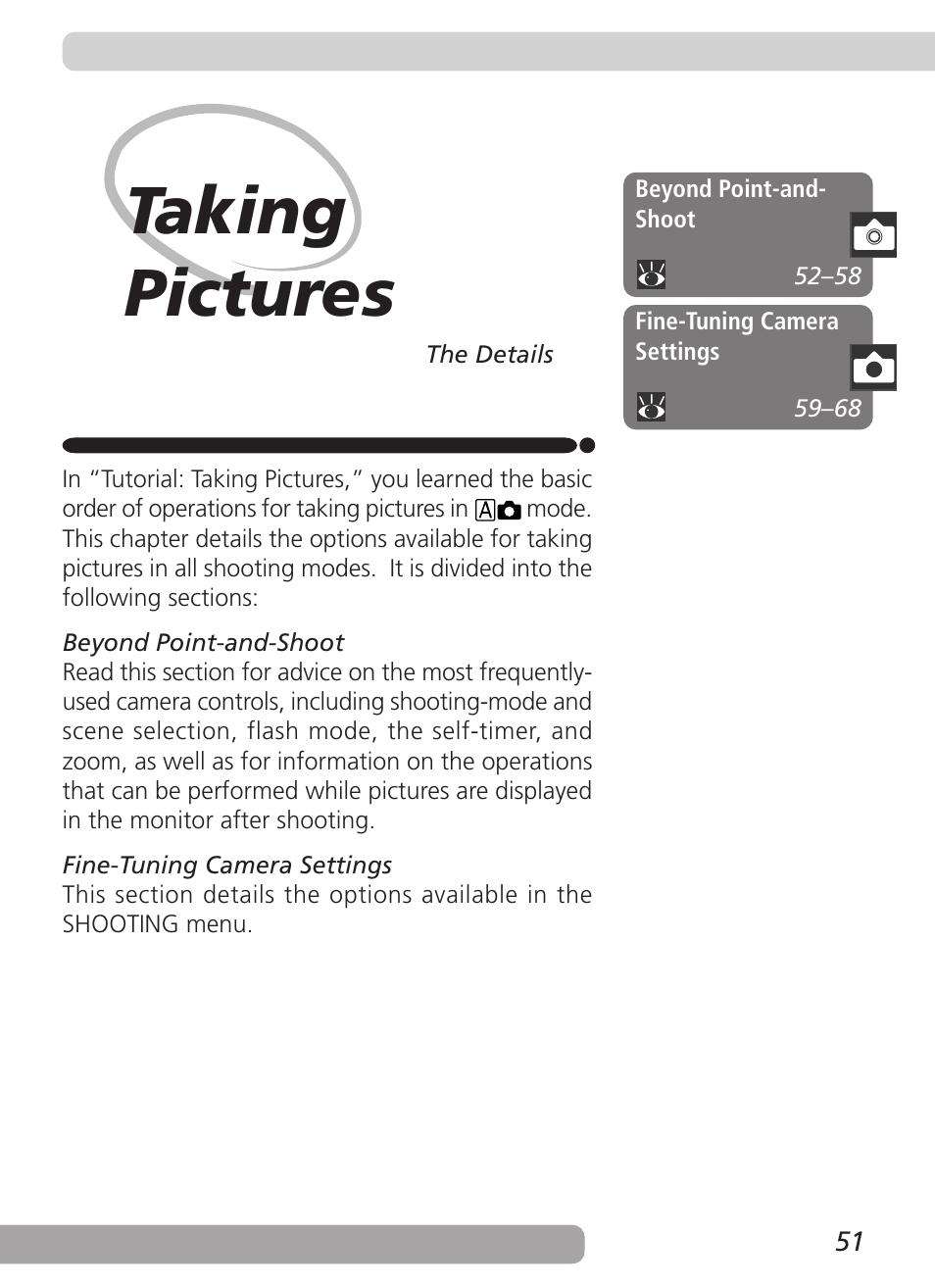 Taking pictures | Nikon Coolpix 2500 User Manual | Page 63 / 120
