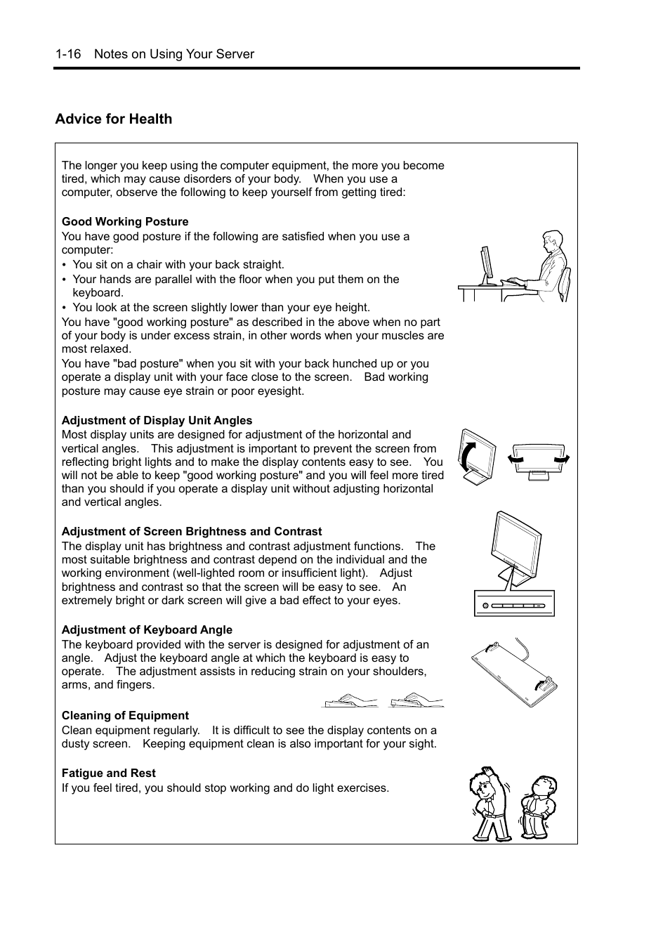 Advice for health | NEC Express5800/120Rh-2 N8100-1126F User Manual | Page 32 / 406