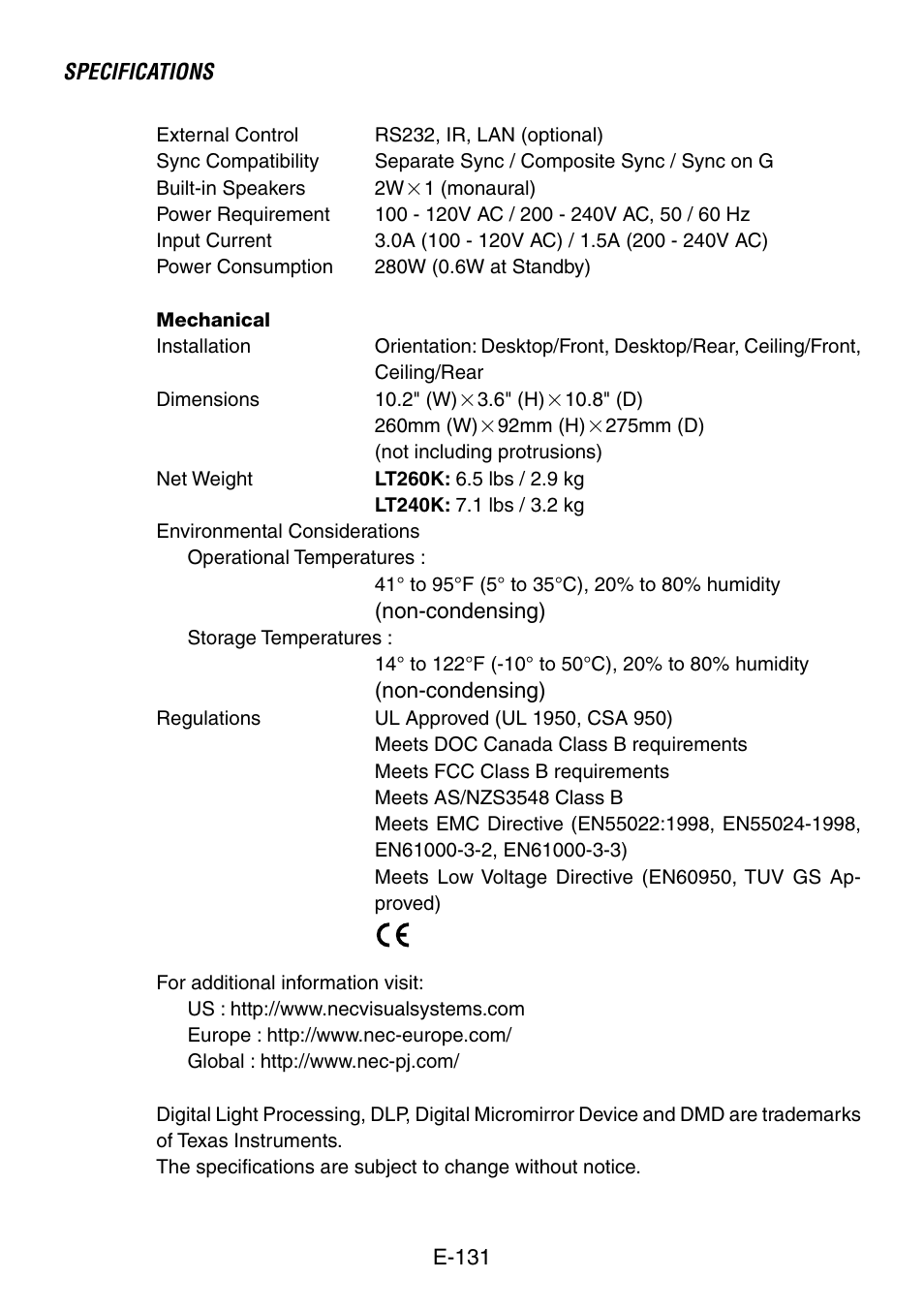 NEC LT240K User Manual | Page 131 / 152