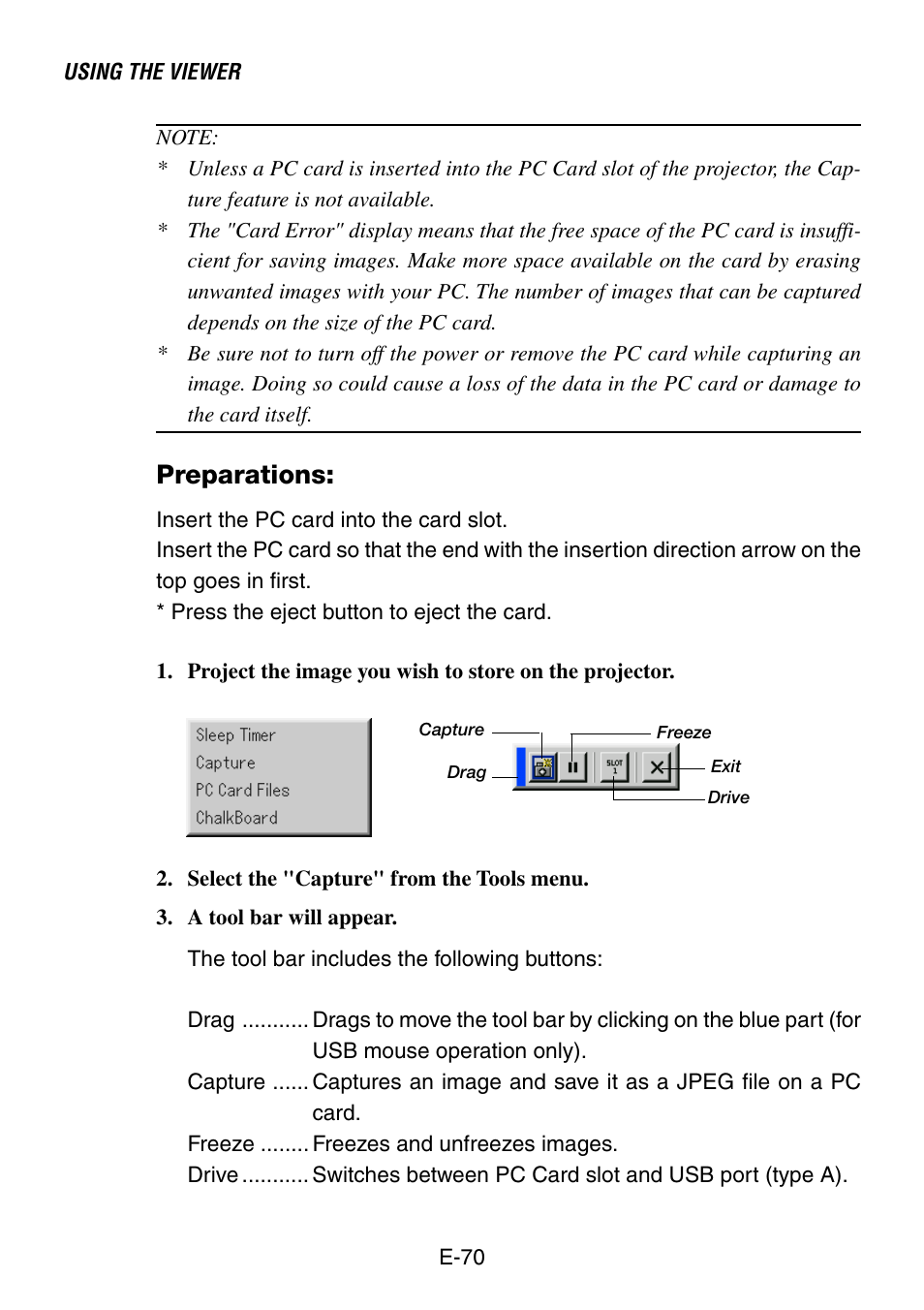 Preparations | NEC LT240K User Manual | Page 70 / 152