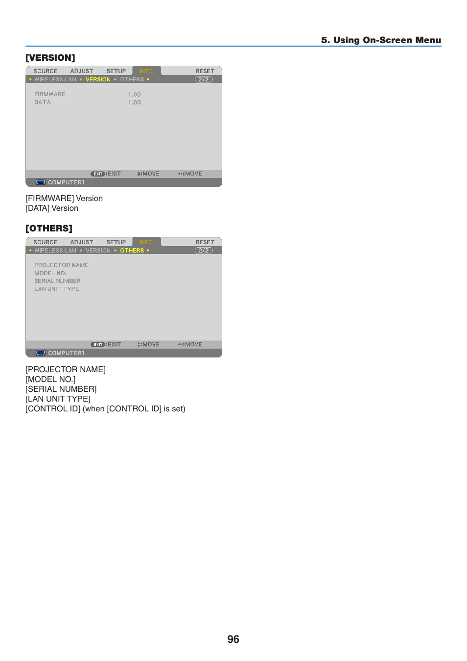Version, Others, Version] [others | NEC M350X User Manual | Page 106 / 155