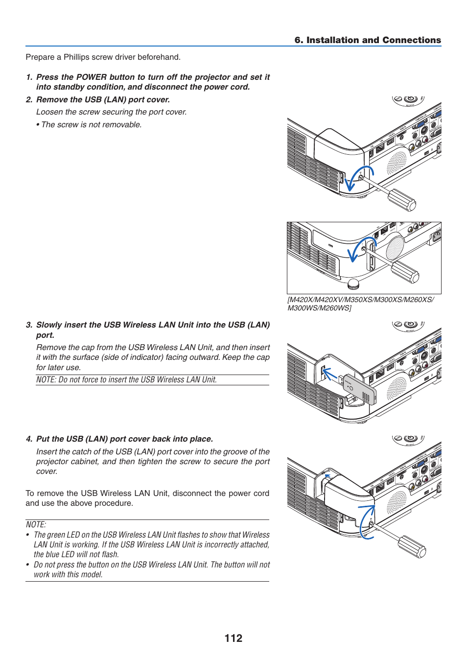 Installation and connections | NEC M350X User Manual | Page 122 / 155