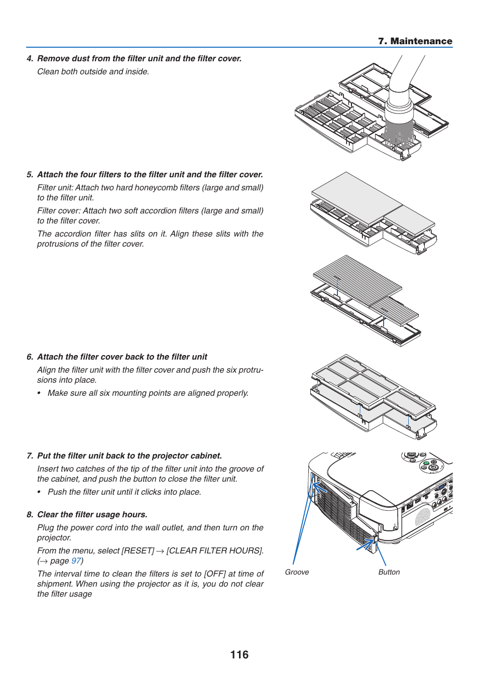 Maintenance | NEC M350X User Manual | Page 126 / 155