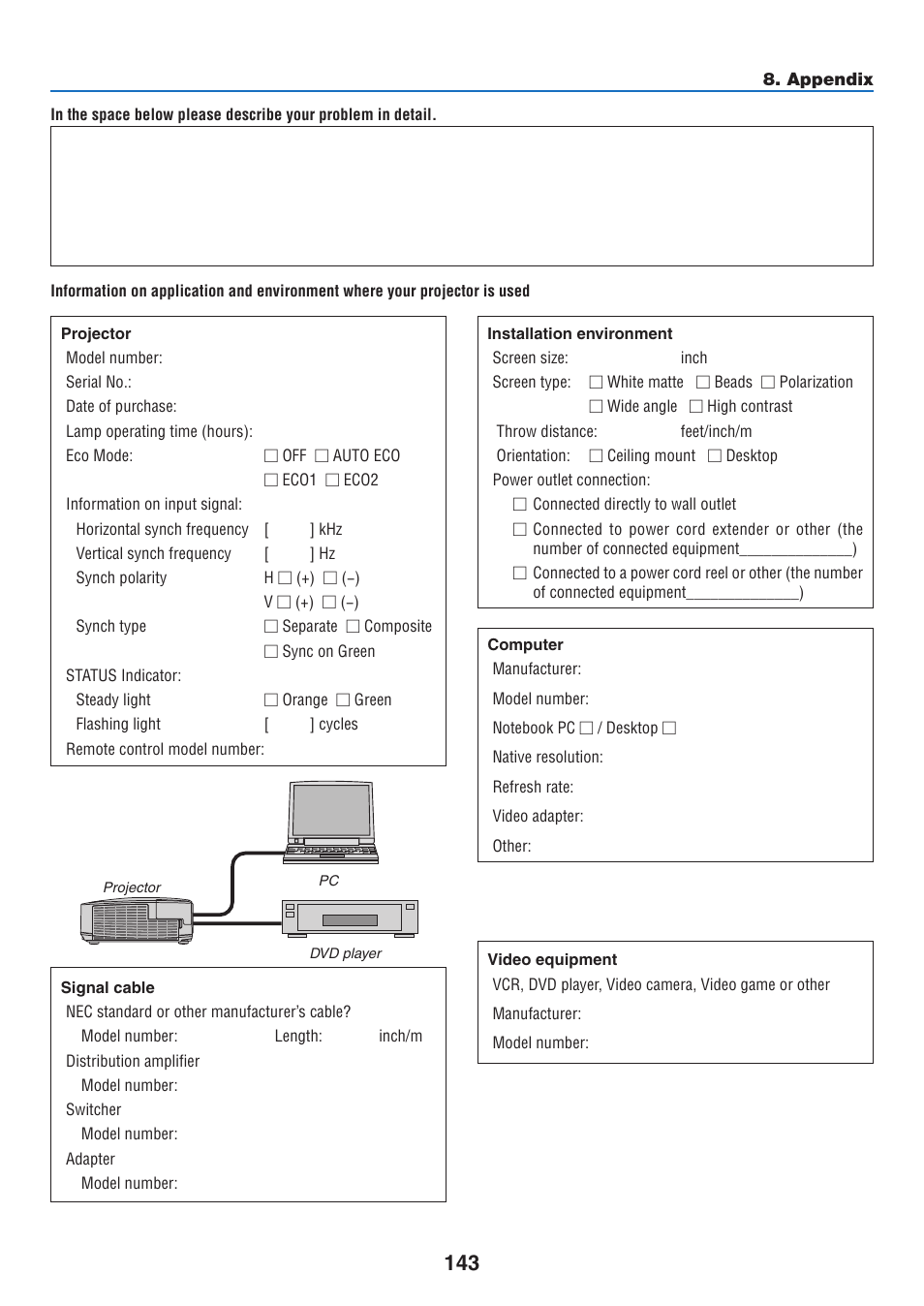 NEC M350X User Manual | Page 153 / 155