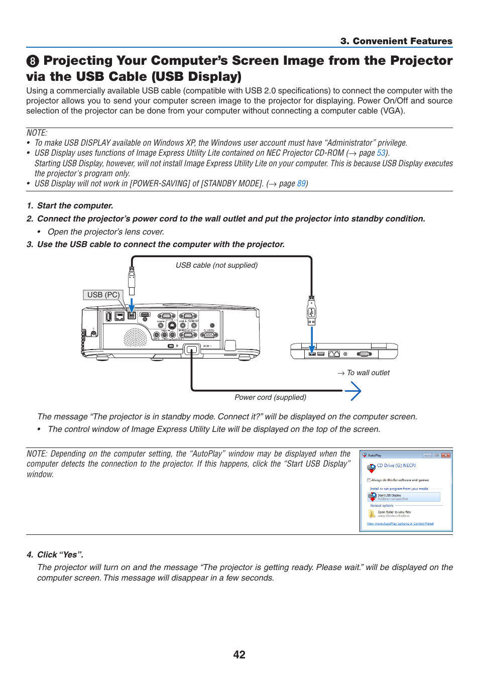 Usb display) | NEC M350X User Manual | Page 52 / 155