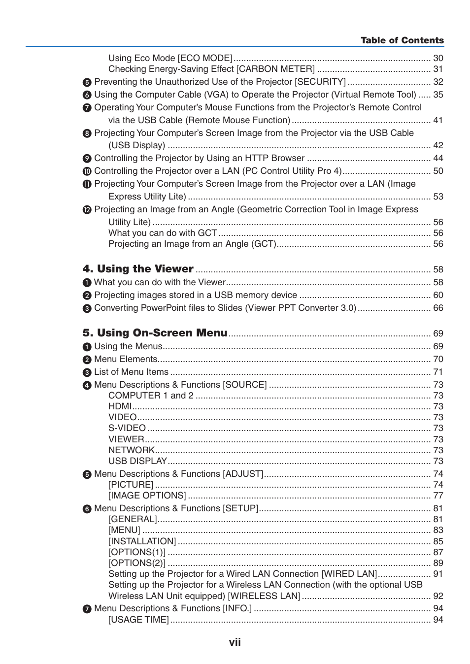 Using the viewer, Using on-screen menu | NEC M350X User Manual | Page 9 / 155