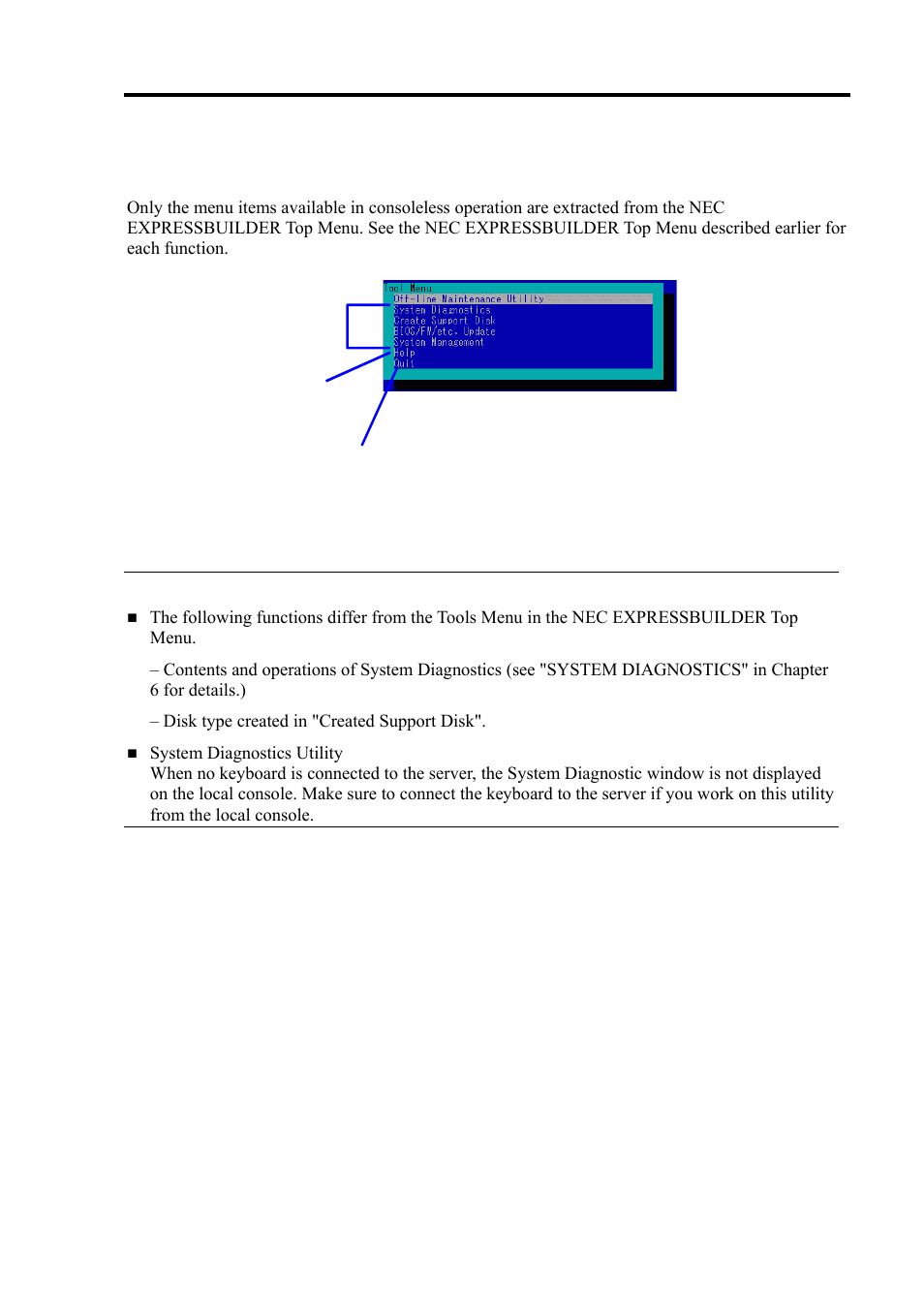 Menu items | NEC Express 5800/320Lc User Manual | Page 172 / 357