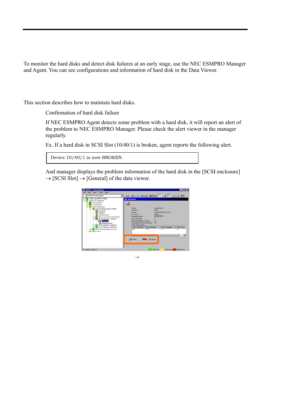 Monitoring hard disk, Monitoring operations | NEC Express 5800/320Lc User Manual | Page 199 / 357