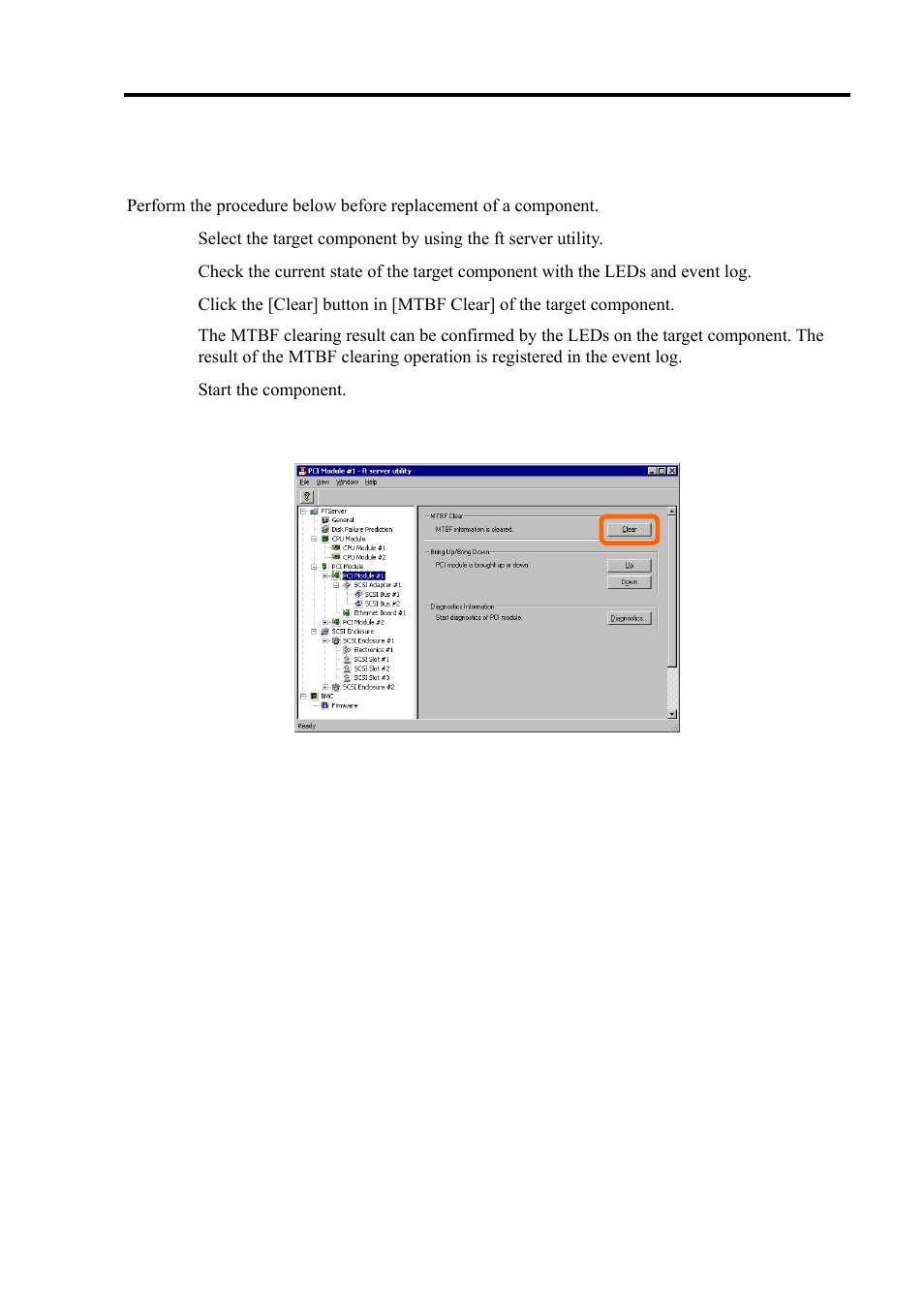 Procedure in the ft server utility, Sample screen of ft server utility | NEC Express 5800/320Lc User Manual | Page 214 / 357