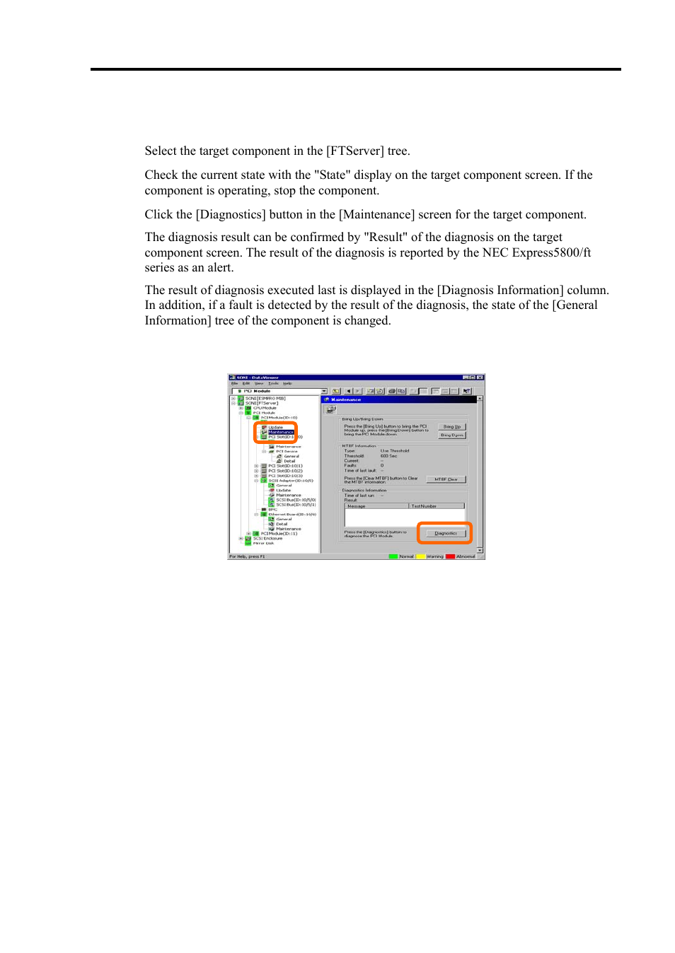 Procedure in nec esmpro manager, Sample screen of nec esmpro manager | NEC Express 5800/320Lc User Manual | Page 216 / 357