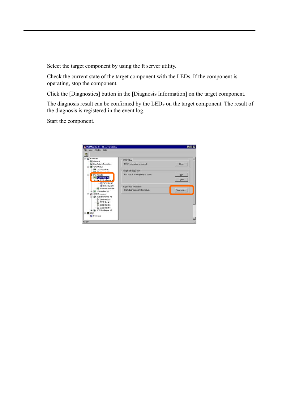 Procedure in the ft server utility, Sample screen of ft server utility | NEC Express 5800/320Lc User Manual | Page 217 / 357