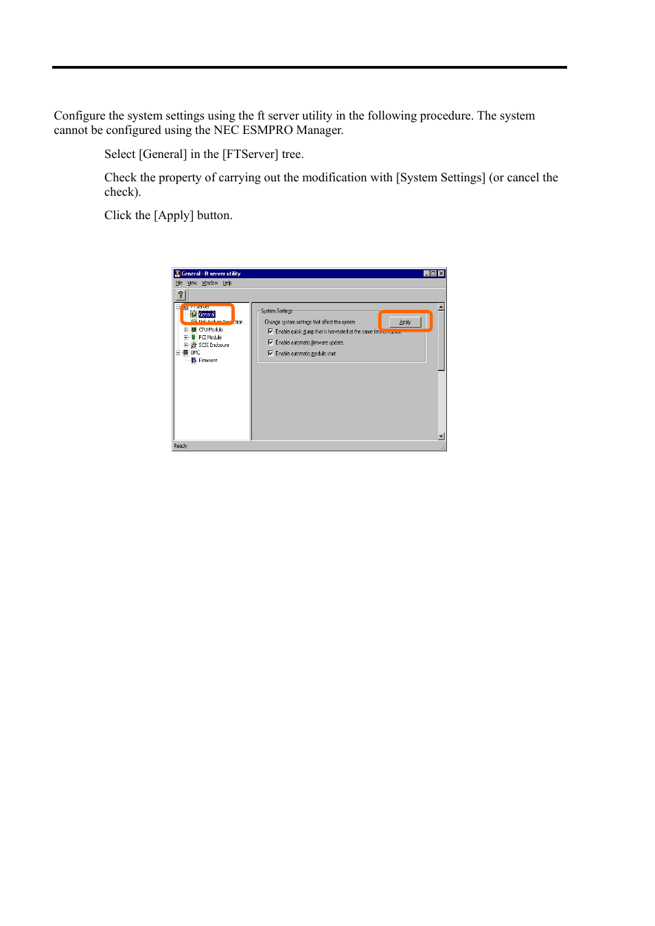 Sample screen of ft server utility | NEC Express 5800/320Lc User Manual | Page 229 / 357