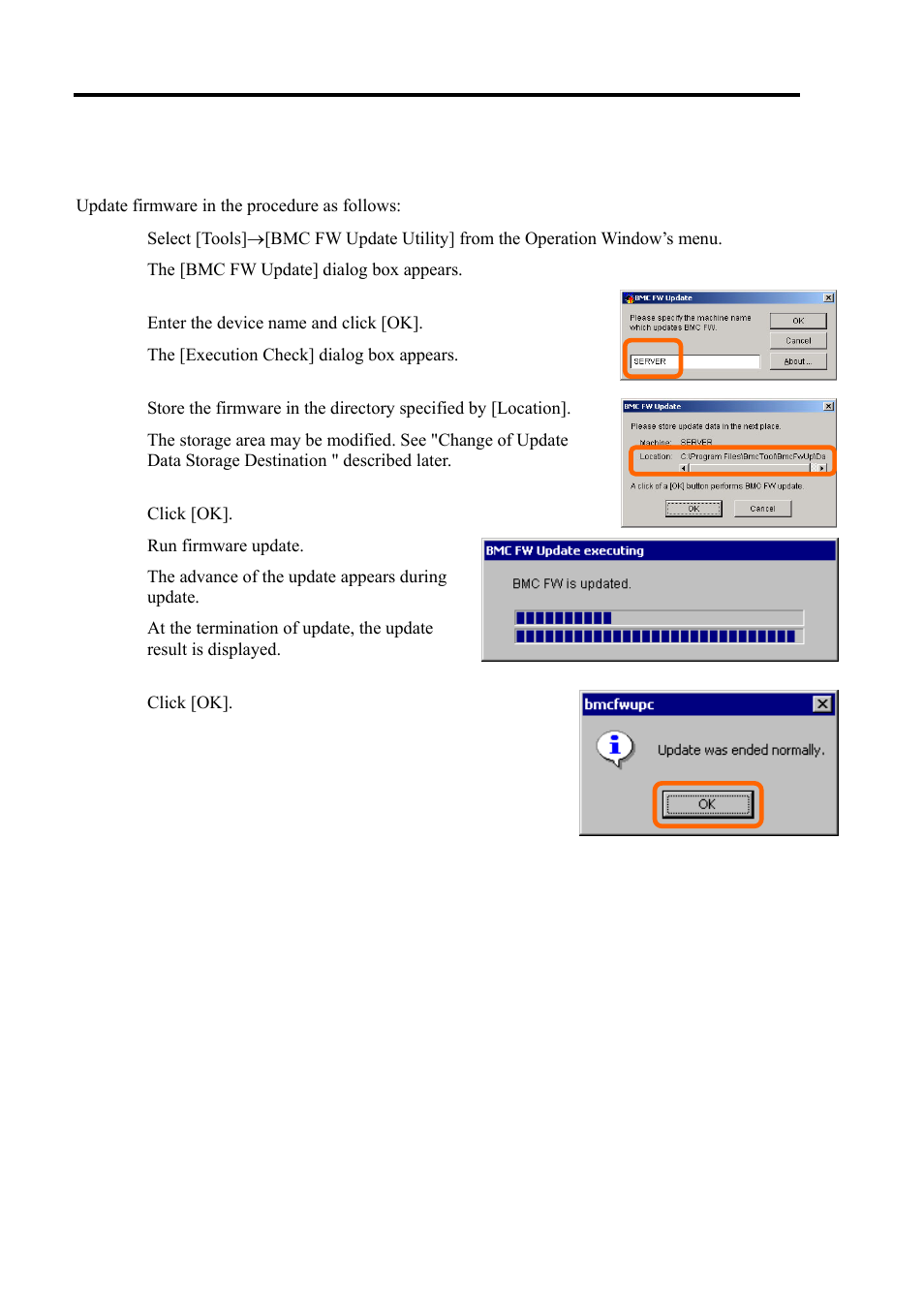 Procedure of update from nec esmpro manager menu | NEC Express 5800/320Lc User Manual | Page 231 / 357