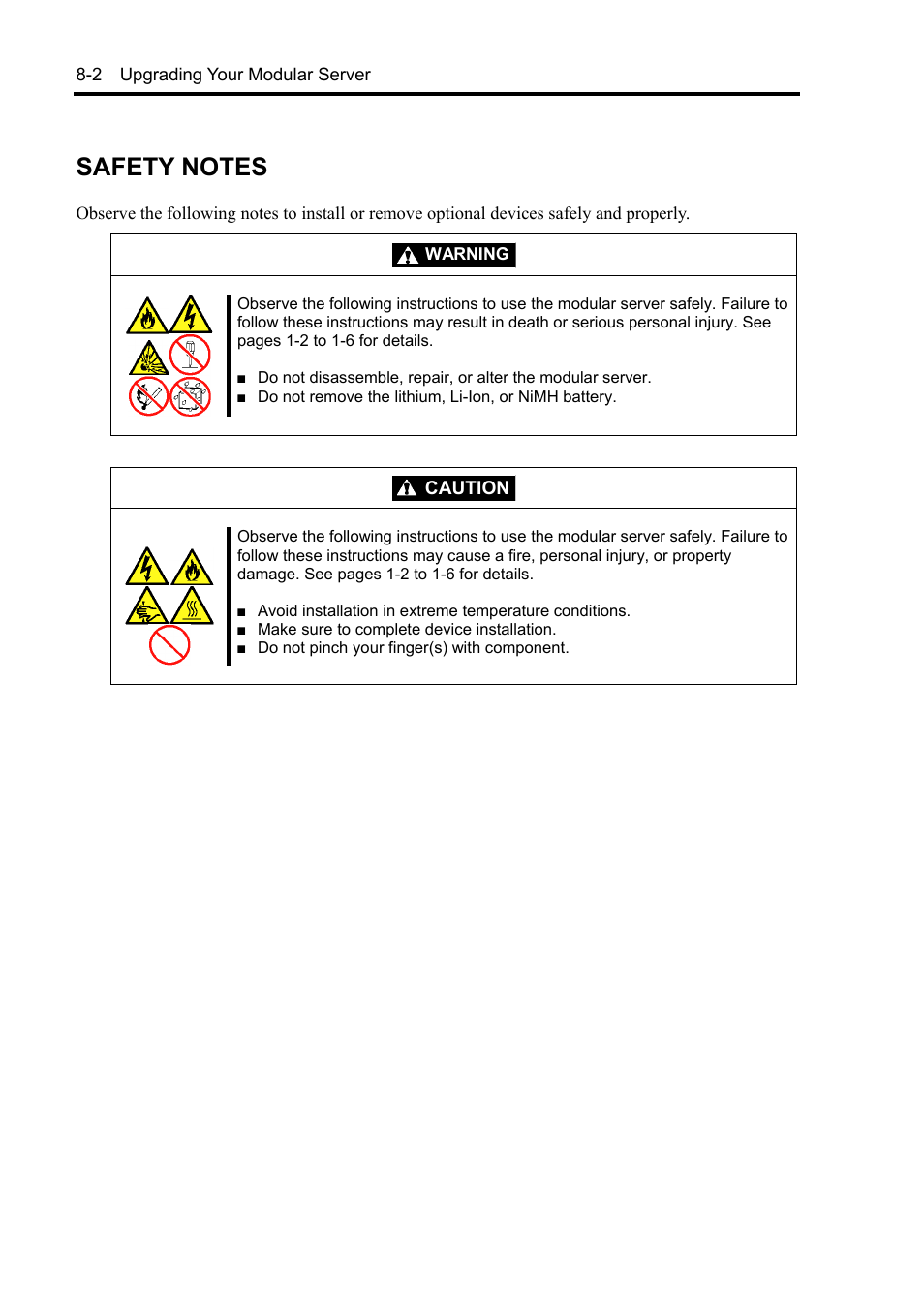 Safety notes, Caution | NEC EXPRESS5800/100 SERIES N8100-1635F User Manual | Page 136 / 152