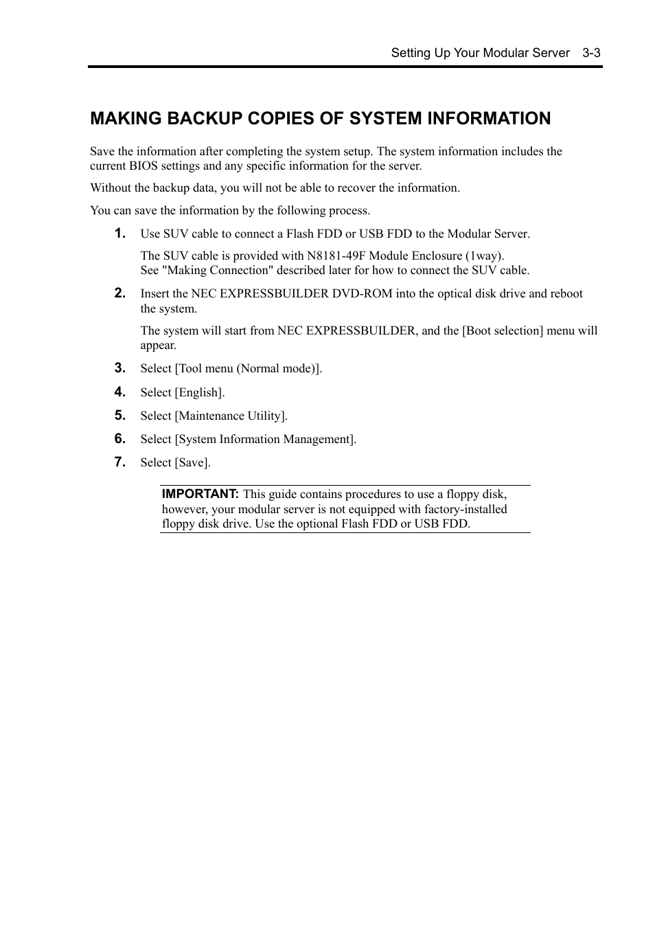 Making backup copies of system information | NEC EXPRESS5800/100 SERIES N8100-1635F User Manual | Page 37 / 152