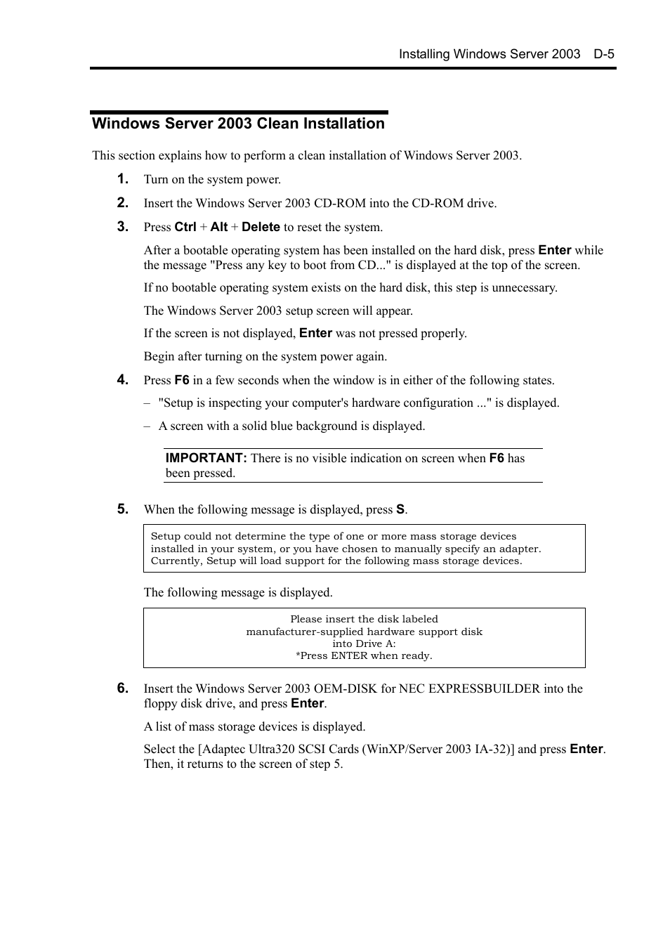 Windows server 2003 clean installation | NEC Server 140Rc-4 User Manual | Page 377 / 400