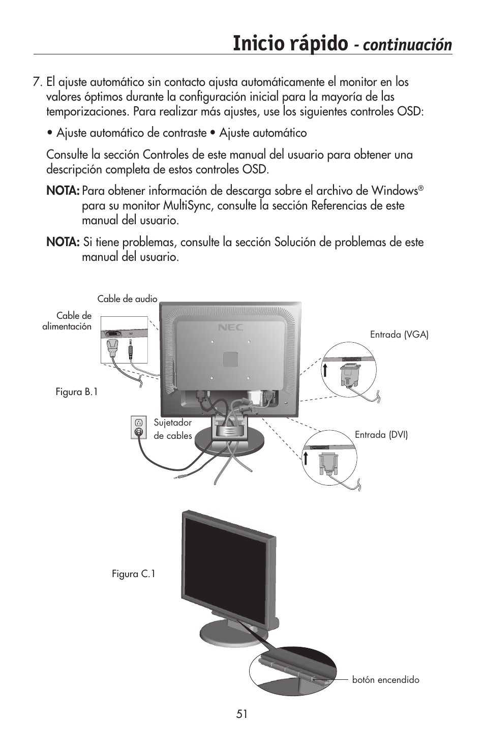 Inicio rápido, Continuación | NEC 175VXM User Manual | Page 53 / 76