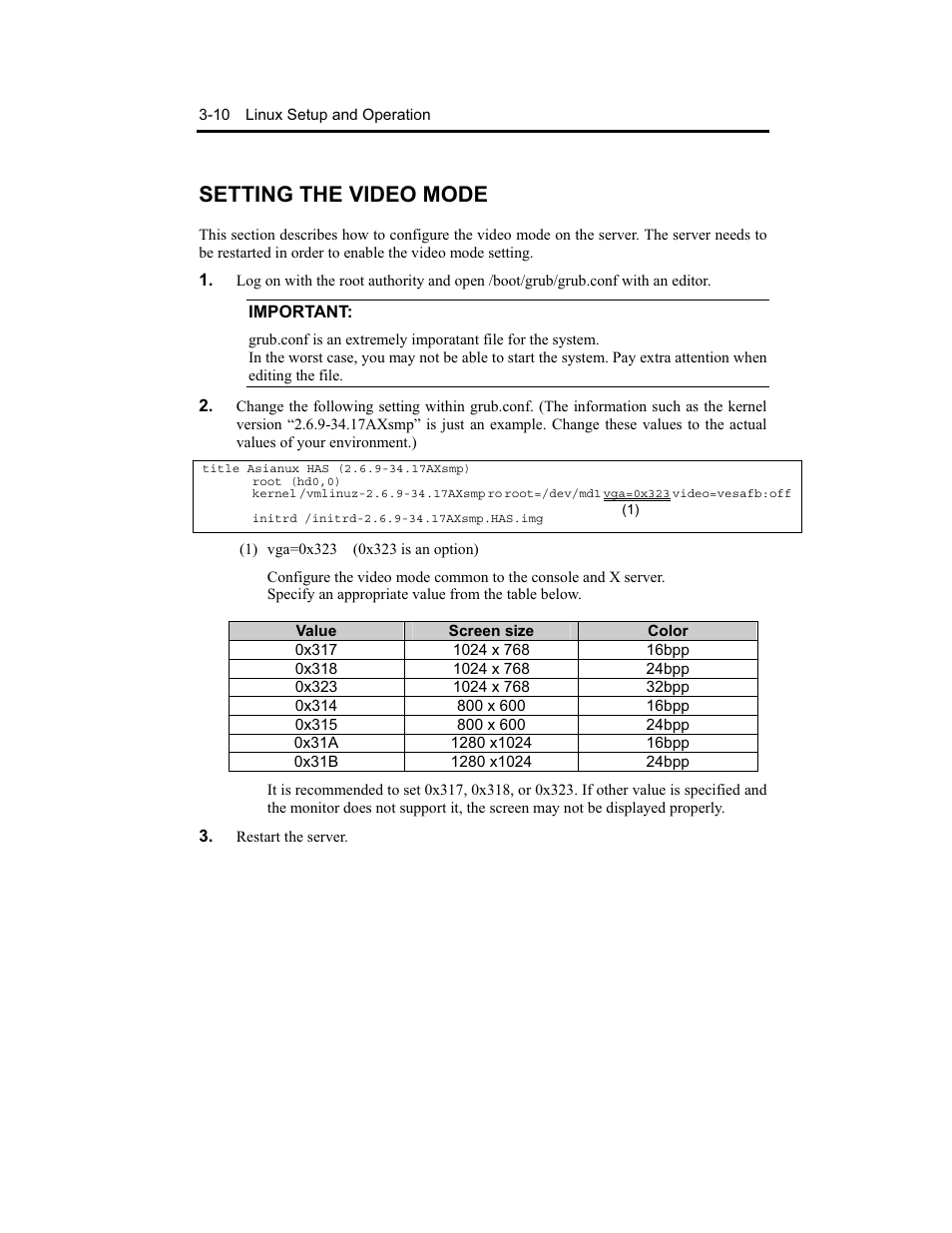 Setting the video mode | NEC Express5800 Series EXP320B User Manual | Page 92 / 358