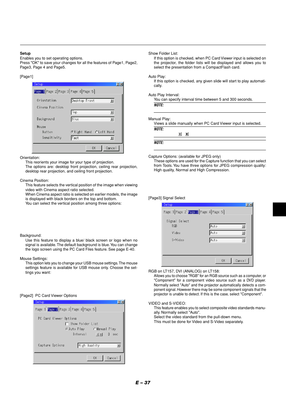 E – 37 | NEC LT158 User Manual | Page 41 / 61
