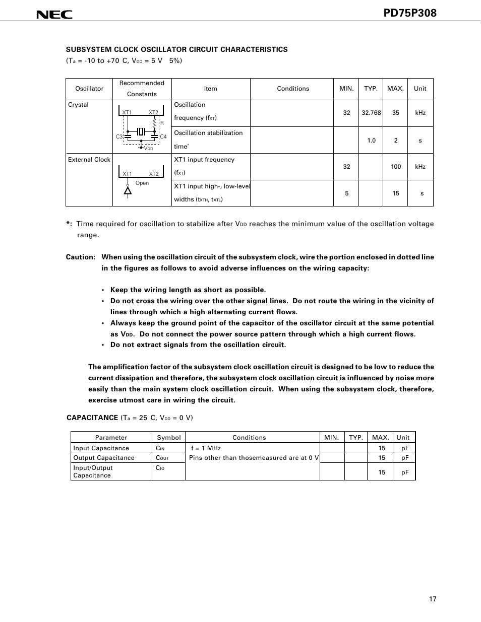 NEC PD75P308 User Manual | Page 17 / 34