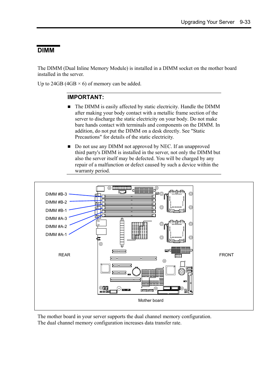 Dimm, Important | NEC Express 5800/230Eh User Manual | Page 239 / 342