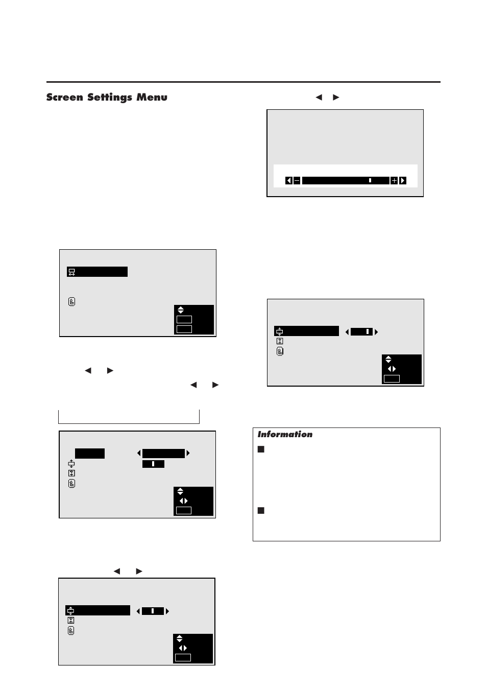 Screen settings menu | NEC 4200W User Manual | Page 28 / 44