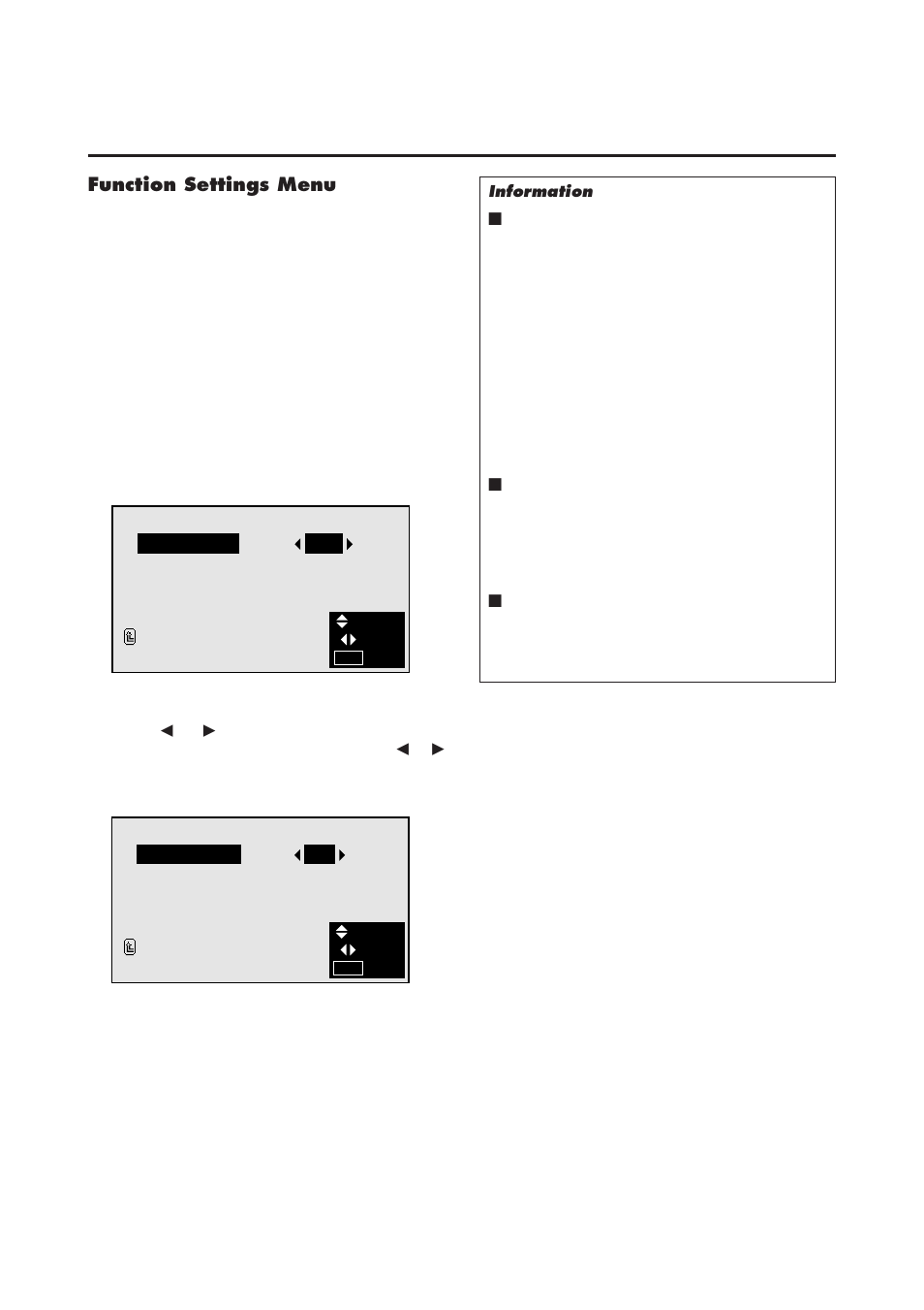 Function settings menu | NEC 4200W User Manual | Page 32 / 44