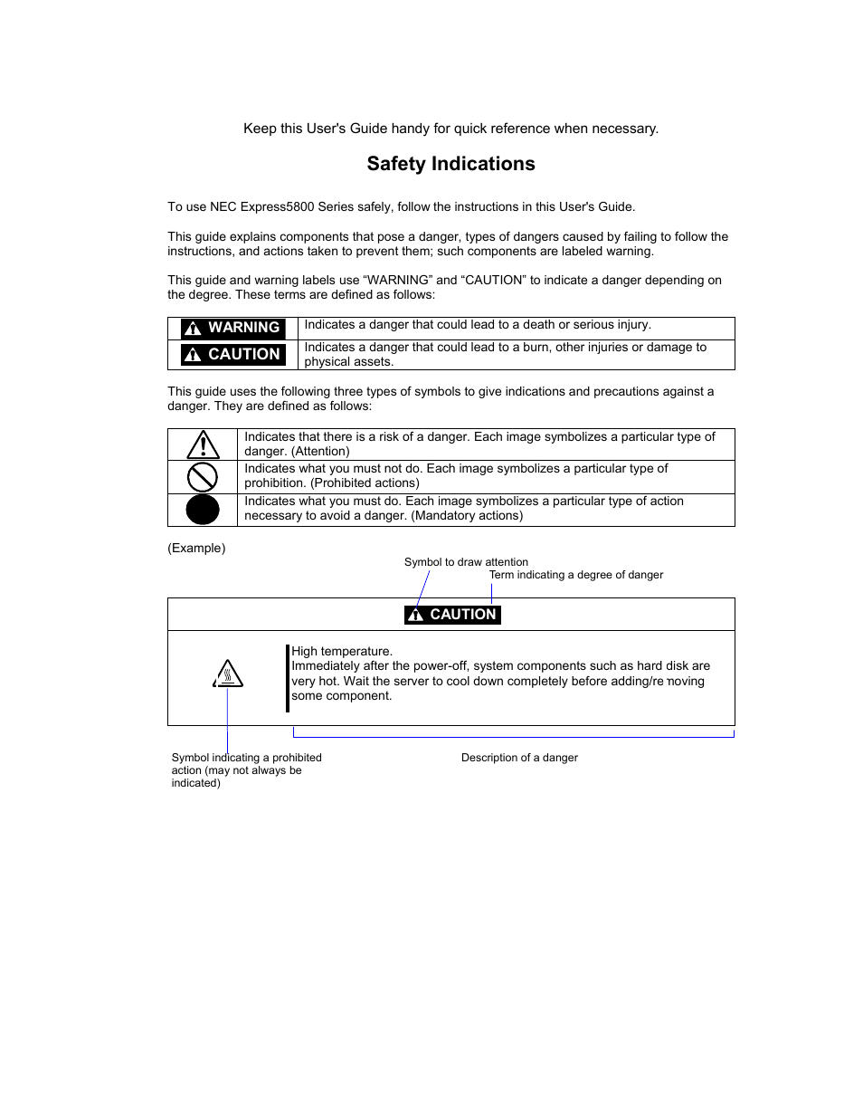 Safety indications | NEC Express 320Lc-R User Manual | Page 3 / 145