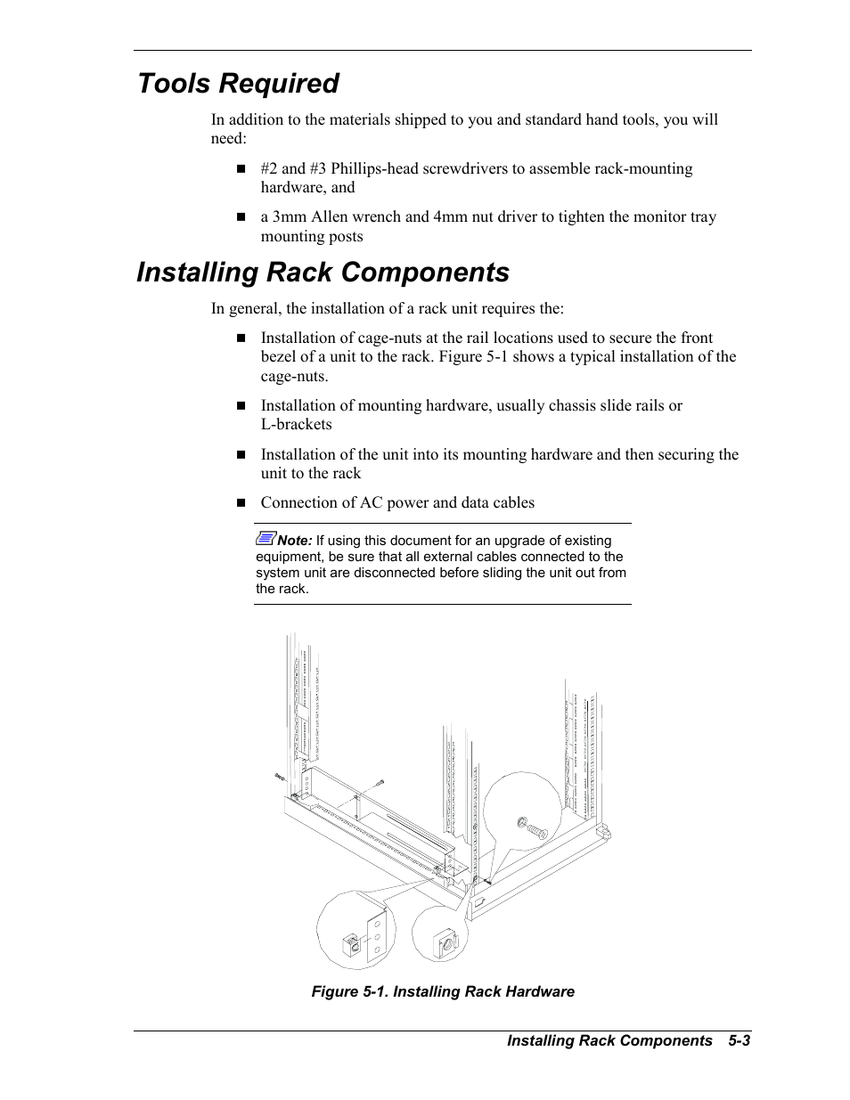 Tools required, Installing rack components | NEC EXPRESS800 User Manual | Page 51 / 78