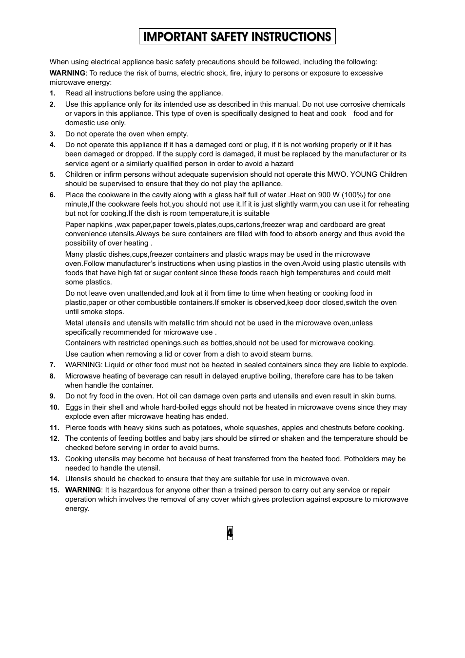 Important safety instructions | NEC NM30BS User Manual | Page 5 / 11