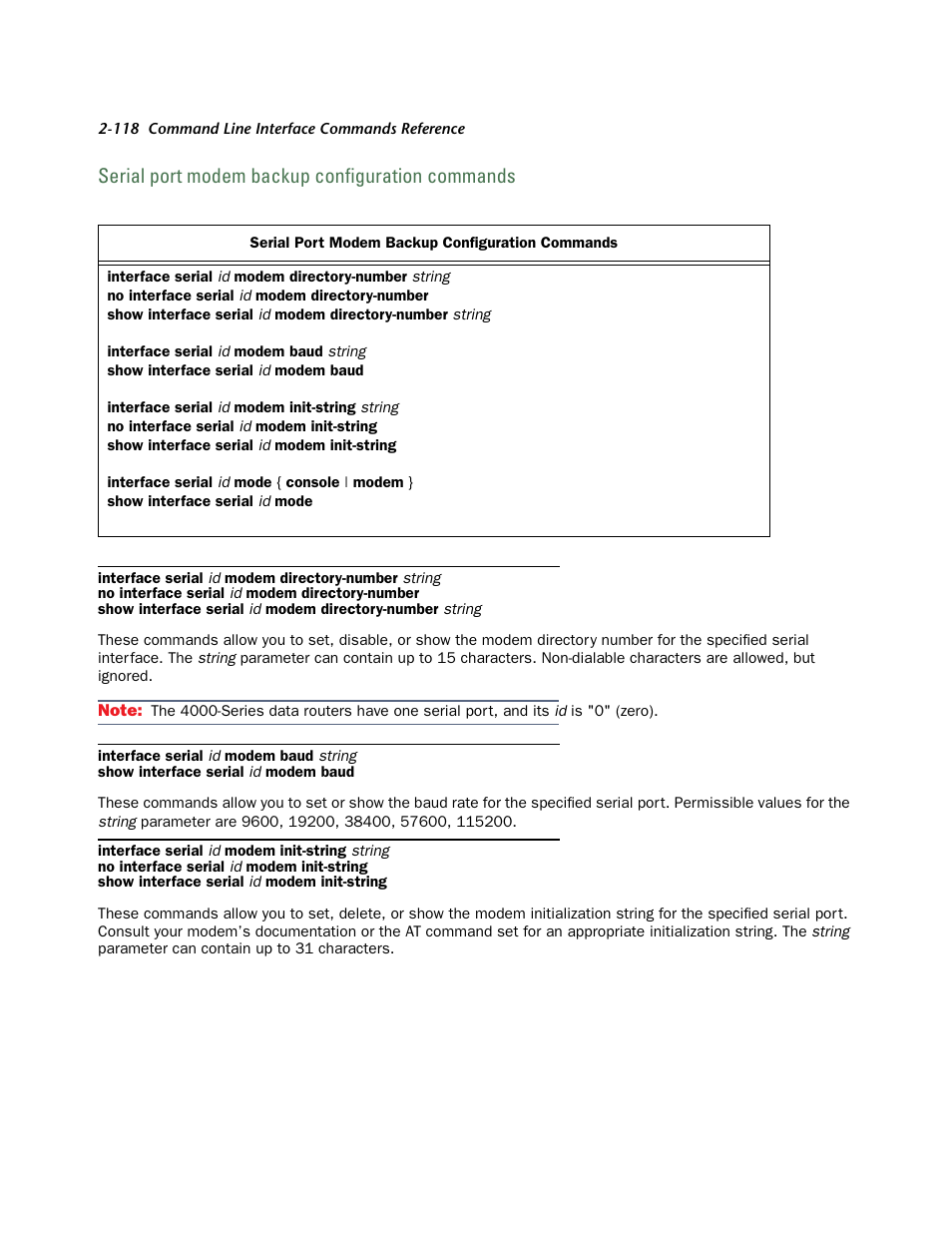 Serial port modem backup configuration commands | Netopia CLI 874 User Manual | Page 130 / 207