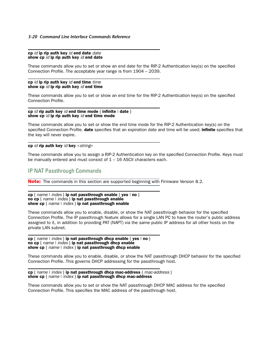 Ip nat passthrough commands, Ip nat passthrough commands -20 | Netopia CLI 874 User Manual | Page 164 / 207