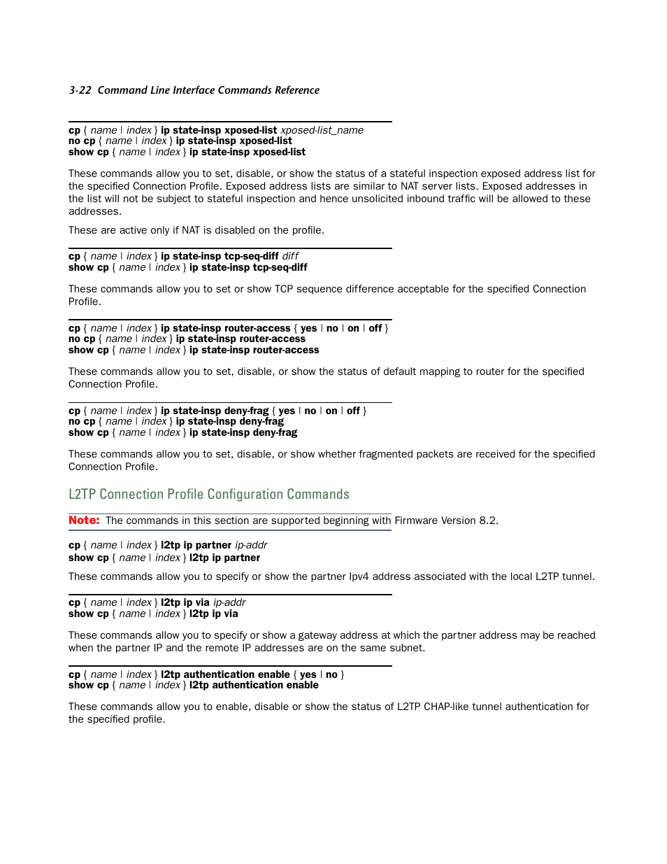 L2tp connection profile configuration commands | Netopia CLI 874 User Manual | Page 166 / 207