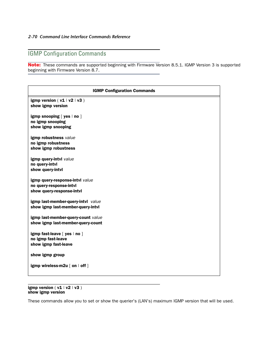 Igmp configuration commands, Igmp configuration commands -70, Ip multicast to layer 2 unicast mapping. see | Netopia CLI 874 User Manual | Page 82 / 207