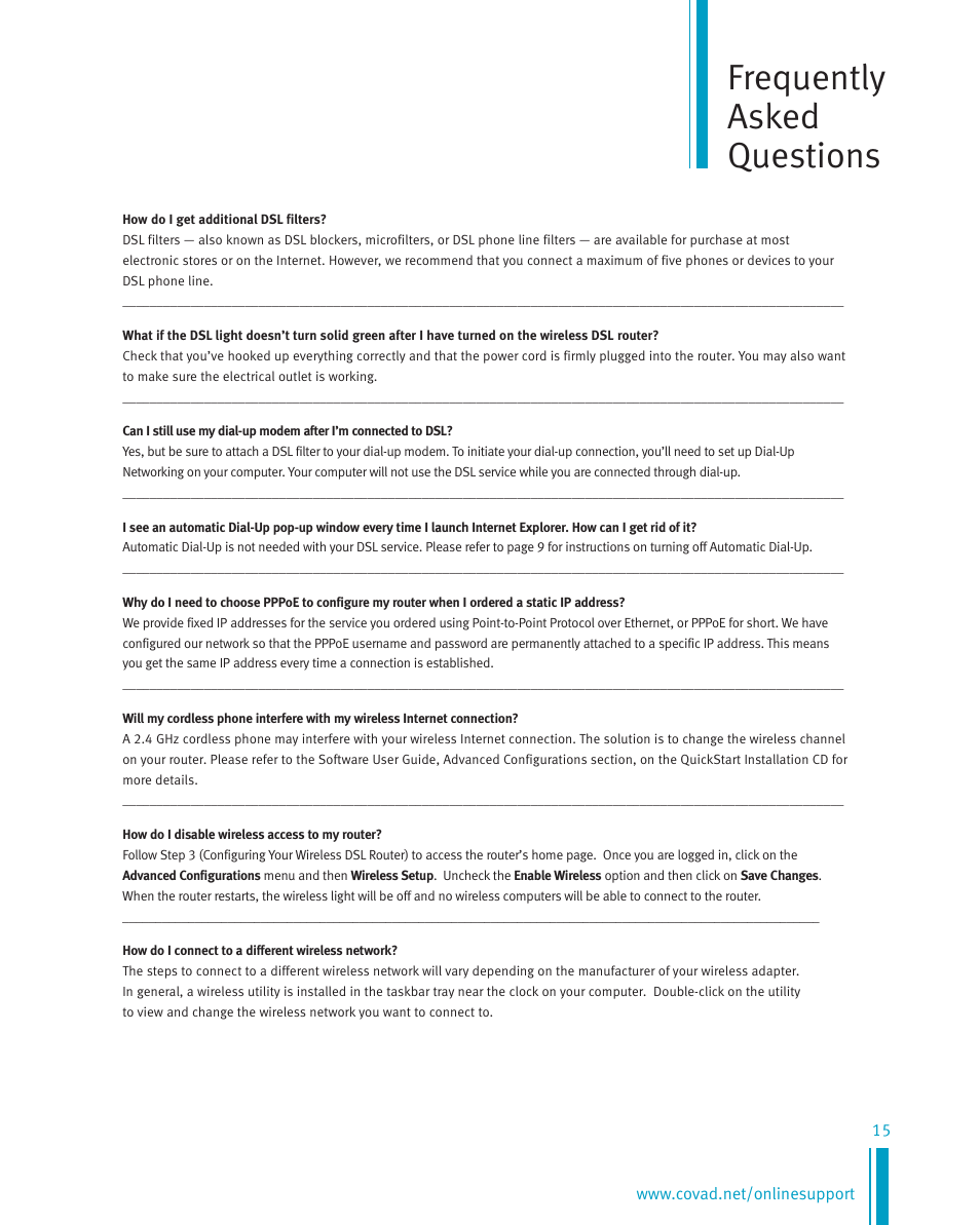 Frequently asked questions | Netopia Network Adapte User Manual | Page 15 / 19