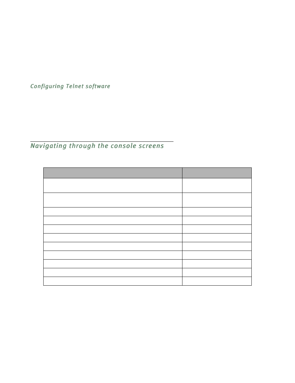 Configuring telnet software, Navigating through the console screens | Netopia D3232 IDSL User Manual | Page 38 / 138