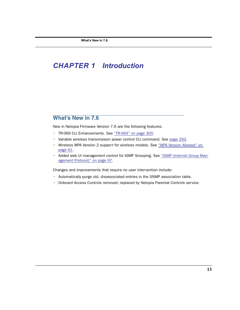 Chapter 1 introduction, What’s new in 7.6, Chapter 1 | Introduction | Netopia 2200 User Manual | Page 13 / 351