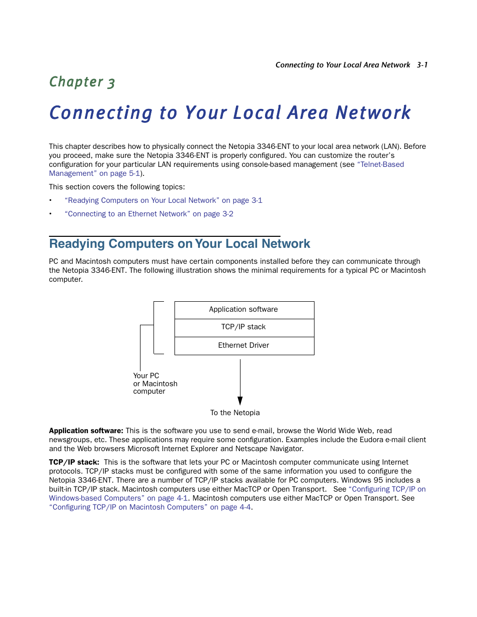 Connecting to your local area network, Readying computers on your local network, Readying computers on your local network -1 | Netopia 3346-ENT User Manual | Page 13 / 38